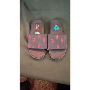 Polo Ralph Lauren Kids Boys Gansett Repeat Ponies Slides Sandal Navy Red Size 2